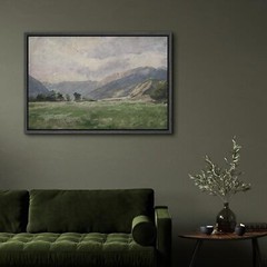 Wall26 Impressionist Pastoral Valley Framed Wall Art Abstract Canvas Print