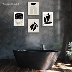 Boho Wall Art Mid Century Modern Decor Canvas Prints Set of 6 Black And White…
