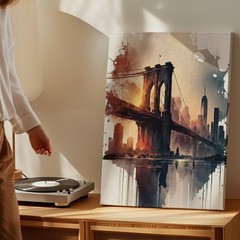 Brooklyn Bridge Canvas Wall Art Urban Skyline Cityscape Landscape Print Home