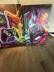 Gaming Canvas Print Set of 3 Vertical Wall Art, Multicolor/Black Video Games