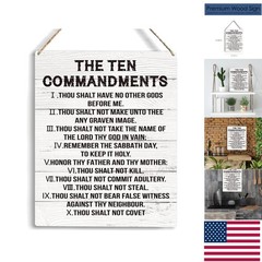 Uplifting Rustic Wooden Ten Commandments Sign – Perfect Wall Decor 8×10 IN