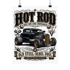 Hot Rod Vintage Poster Old School American Car Wall Art Print Race Fans Gift
