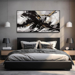Framed Black Abstract Wall Art for Living Room & Office – 24”x48”