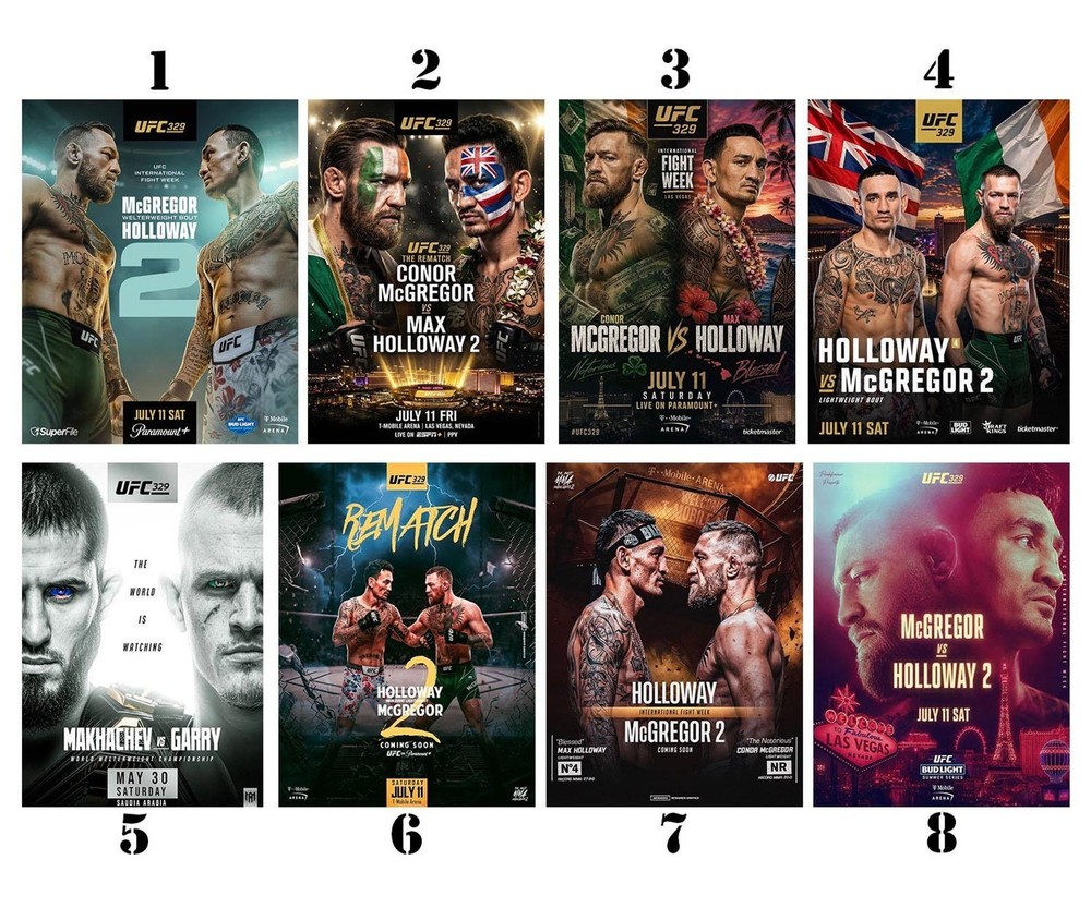 Conor McGregor vs Max Holloway 2 UFC 329 Fight Poster MMA Event Wall Art Print