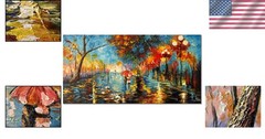 0 3D Hand Painted Abstract Landscape Art – 48×24 Romantic Canvas Wall Decor
