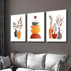 3pcs Circle Balance Floral Vase Arrangement Wall Art Canvas Unframed/Framed