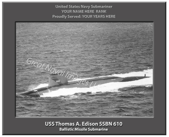 USS Thomas A Edison SSBN 610 Personalized Canvas Submarine Photo Print Navy