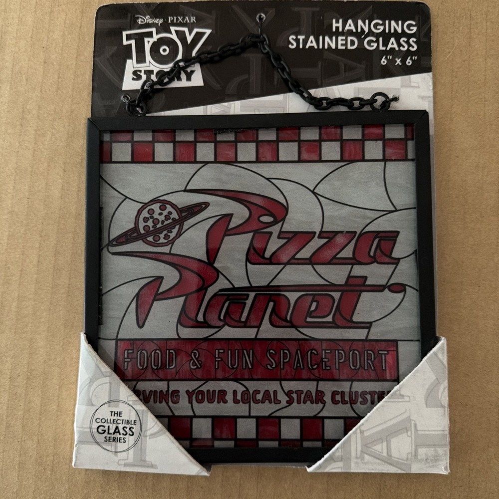 Disney Pixar Toy Story Pizza Planet Hanging Stained Glass Decor 6×6 NEW