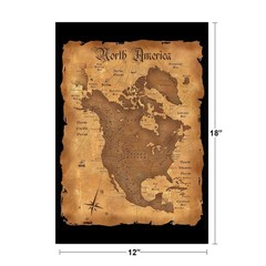 North America Vintage Antique Style Map Cool Wall Decor Art Print Poster 12×18