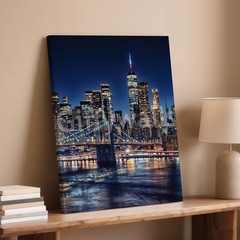 New York City Skyline Night Canvas Wall Art Urban Cityscape Print Home Decor