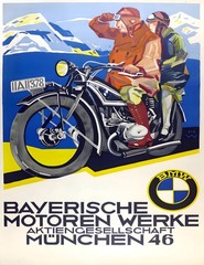 17364.Wall Decor Poster.Interior Art.1940s BMW Motorcycle German Ad Munchen 46