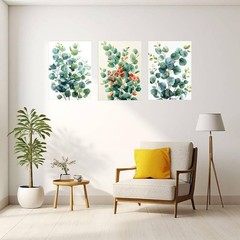 3pcs Set Green & Mint Eucalyptus Leaf Wall Art Canvas Unframed/Framed