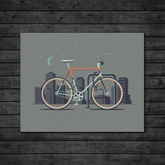 DKNG Downtown (20″x16″ Fixie/Fixed Gear Bike/Bicycle, Silkscreen Print/Poster)