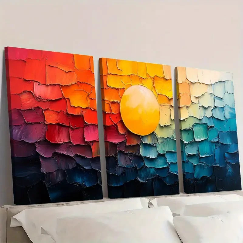 3pcs Vibrant Colorful Living Room Decor A Wall Art Canvas Framed 50x70cm