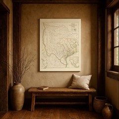 Texas Republic Map 1841 Vintage State Cartography Historic Wall Art