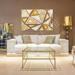 Gold Geometric Wall Art Print 12″x18″ UNFRAMED, Modern Living Room Decor Artwork