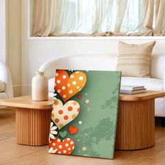 Wall Art Floral Heart Print Polka Dot Daisy Poster Romantic Mint Green Decor