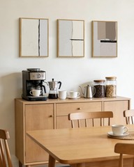 Morden Abstract Wall Art Framed Neutral Beige Mid Century Textured Prints Min…