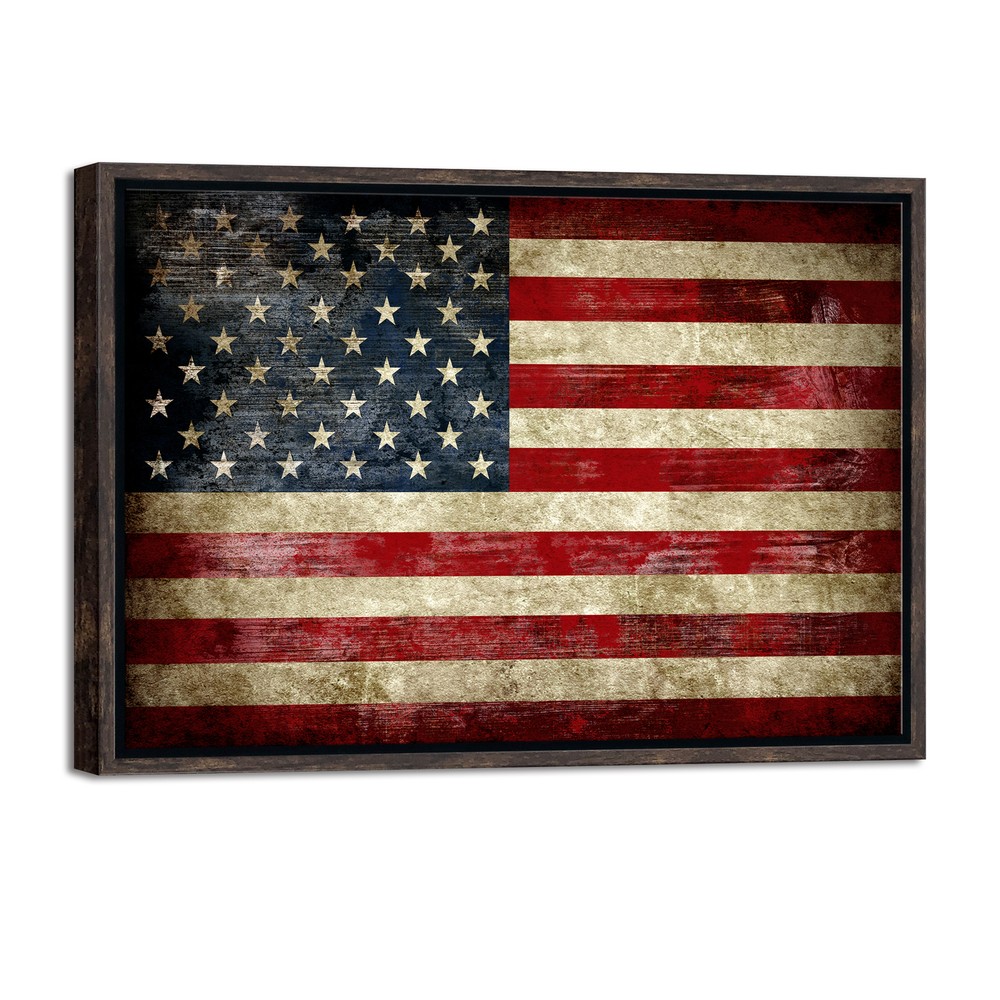 Framed Canvas Wall Art Print Picture Home Office Decor Vintage American Flag