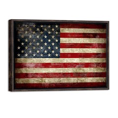 Framed Canvas Wall Art Print Picture Home Office Decor Vintage American Flag