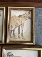 Set of 4 LK Powell Wildlife Prints Framed Rustic Cabin Wall Art Vintage Decor