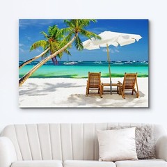 32″x48″-Tropical Beach Landscape Wall Art Nature Canvas Print