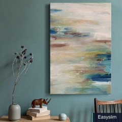 Canvas Wall Art Print 48 x 32 Rustic Pale Blue Meandering Coast
