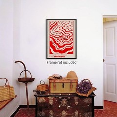 Retro Red Abstract Eye Canvas Wall Art Vintage Hippie Trippy Poster 12×16 inch