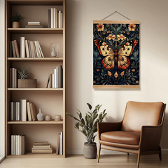 William Morris Abstract Vintage Floral Butterfly Design Wall Art Home Decor,W…