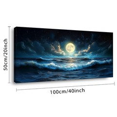 LAVIKARS Wall Art Moon Sea Ocean Vast Paintings Waterproof Canvas Prints Canv…