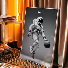 Nike Vintage Astronaut Basketball Poster Wall Art Decor Minimalistic Decor Boys