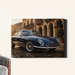 Classic Car on European Street Canvas Art Urban Travel Scene