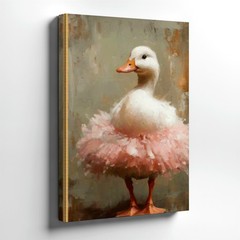 Farmhouse Canvas White Duck in Pink Tutu Farm Animal Farmhouse Office Print