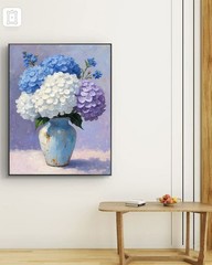 Blue Hydrangea Still Life – Elegant Floral Canvas Wall Decor