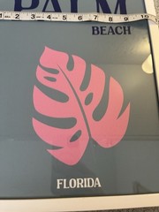 Palm Beach Florida Framed Wall Art Pink Leaf Modern Coastal Decor 13×16