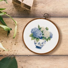 Stunning Blue and White Chinoiserie Floral Wall Art – Bohemian 10″x10″