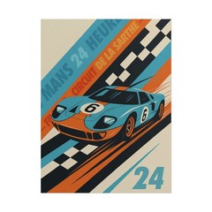 Ford GT40 Poster – Car Poster, Le Mans Racing, Vintage Motorsport Wall Art