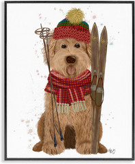 Charming Skiing Dog Framed Giclee Wall Art by Fab Funky