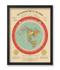 Gleason’s New Standard Map of the World Art Poster Flat Earth Map Wall Decor