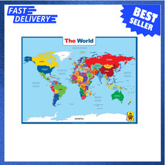 World Map Laminated Poster Dry Erase Educational Chart For Kids Adults 17×23