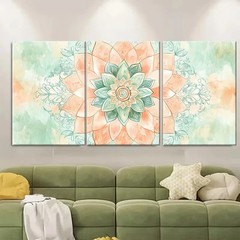3pcs Palette of Peach, Mint Green Wall Art Canvas Unframed/Framed