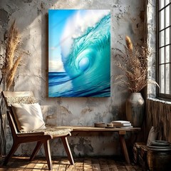Wall Art Ocean Wave Canvas Print Turquoise Sea Coastal Beach Home Decor Poster