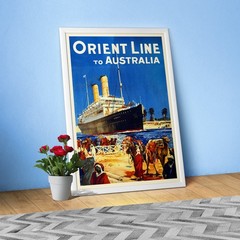 Australia, Travel Poster 1930s – Vintage Cruise Ship Wall Art, retro wall decor