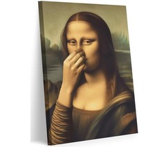 Funny Mona Lisa Bathroom Canvas Wall Art Pinching Nose Wall Decor Mona Lisa C…