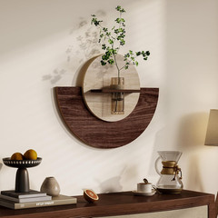 3D Textured Round Wall Art Decor with Vase – Modern Minimalist Sandstone Design