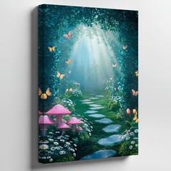 Whimsical Fairy Forest Scene Illuminated By Soft, Ethereal Wall Art Canvas Print