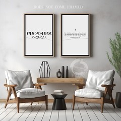 Proverbs 31:28-29, Bible Verse Quote, Set of 2 Poster Prints, Home Wall Décor