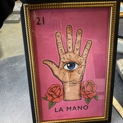 LA Mano Wall Art Sapna Shah 12”x18” Lotería Card Palm Reading Tarot Art-Damaged!