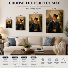 🎓 Custom Graduation Oil Painting Portrait Canvas Print – Personalized Universit