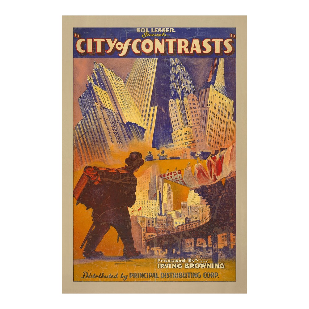 1931 City of Contrasts Poster Depression Era Film Documentary Urban Cinema